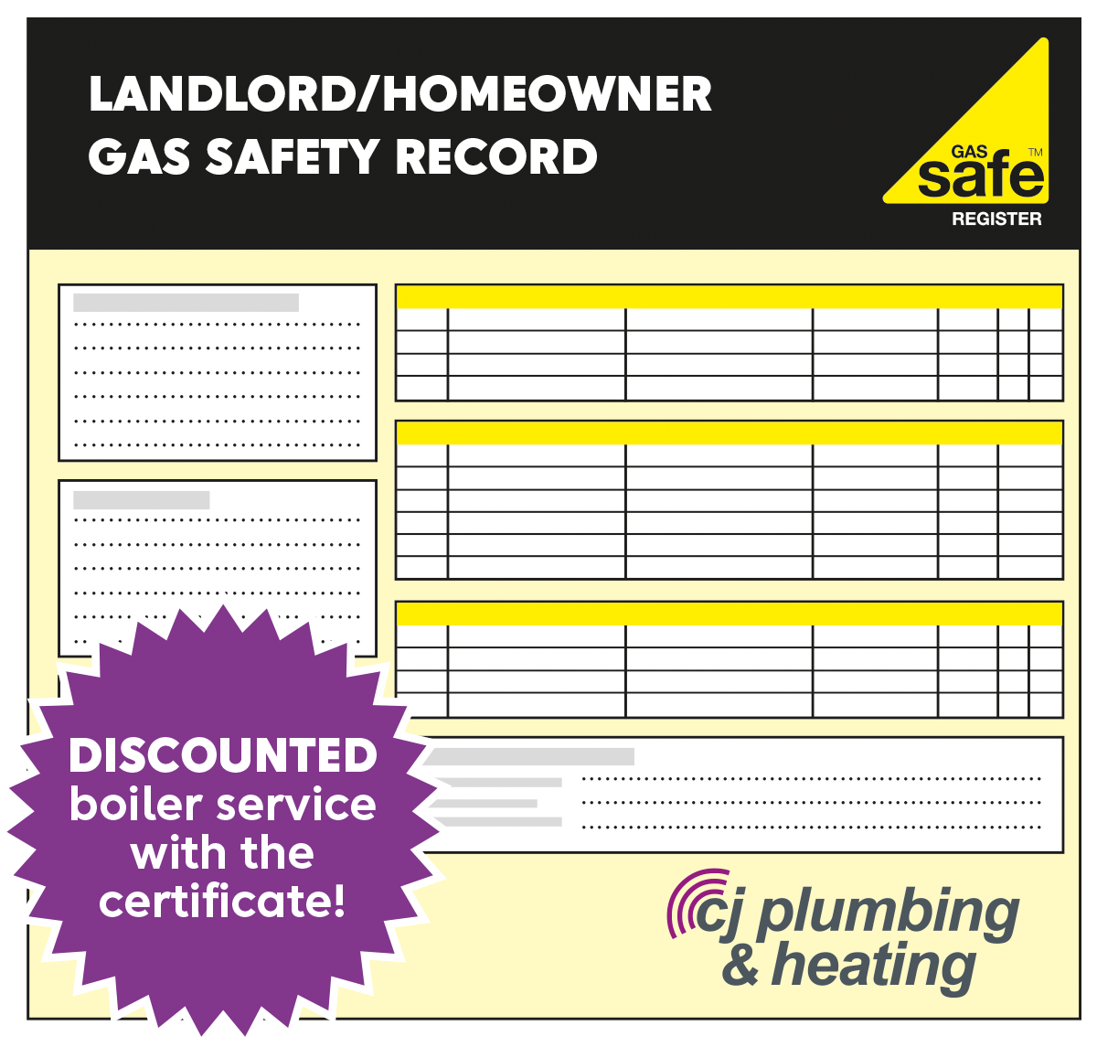 Landlord gas safety certificates around Suffolk and Essex from CJ Plumbing and Heating