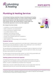 Plumbing & heating services